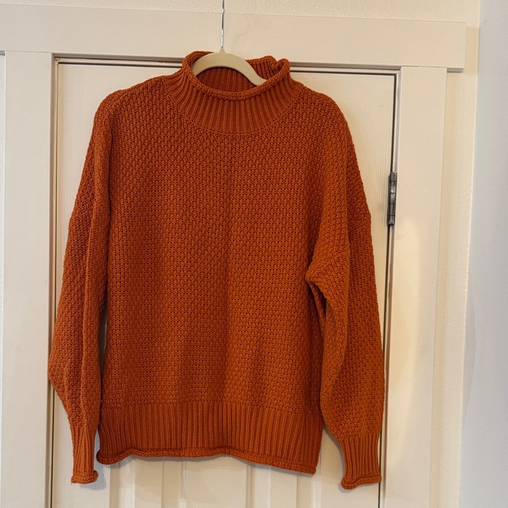 Rust Knit Turtleneck Sweater